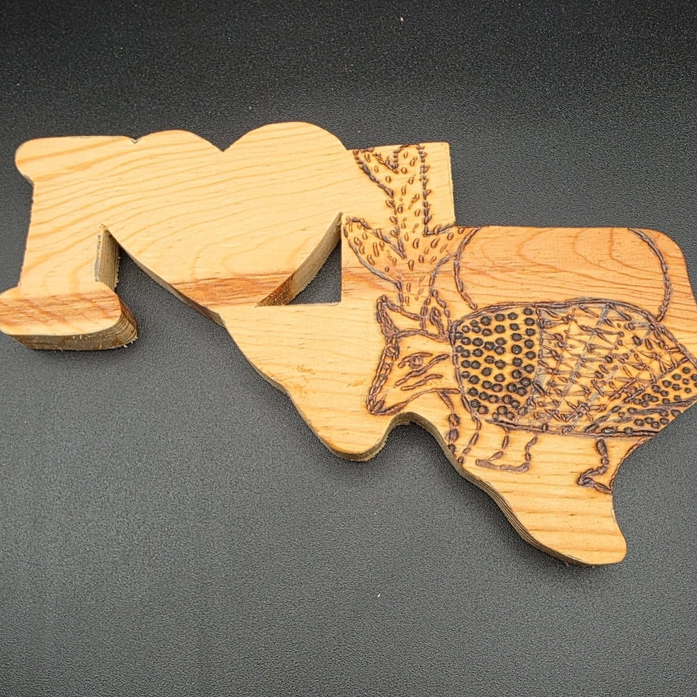 Wooden Texas Armadillo Decor